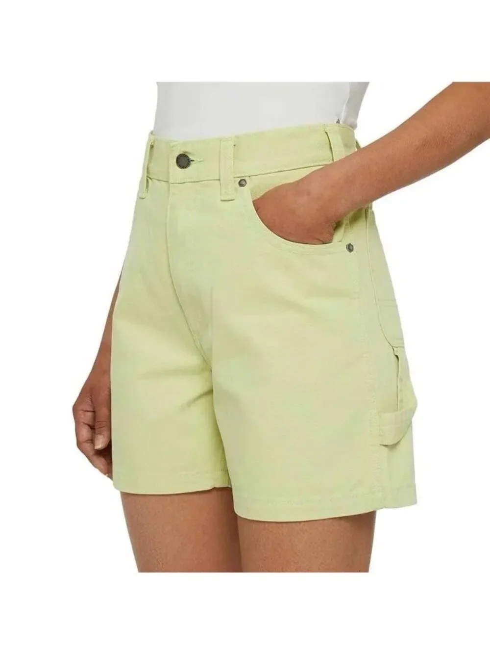 $55 Dickies Women’s High Waist Duck Short Regular Fit Pale Green Size 25
